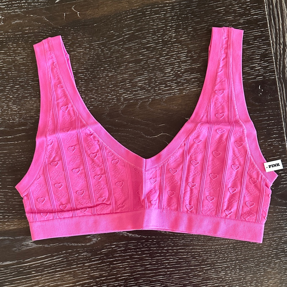 PINK Victoria's Secret Bright Pink Heart-Pattern Bralette